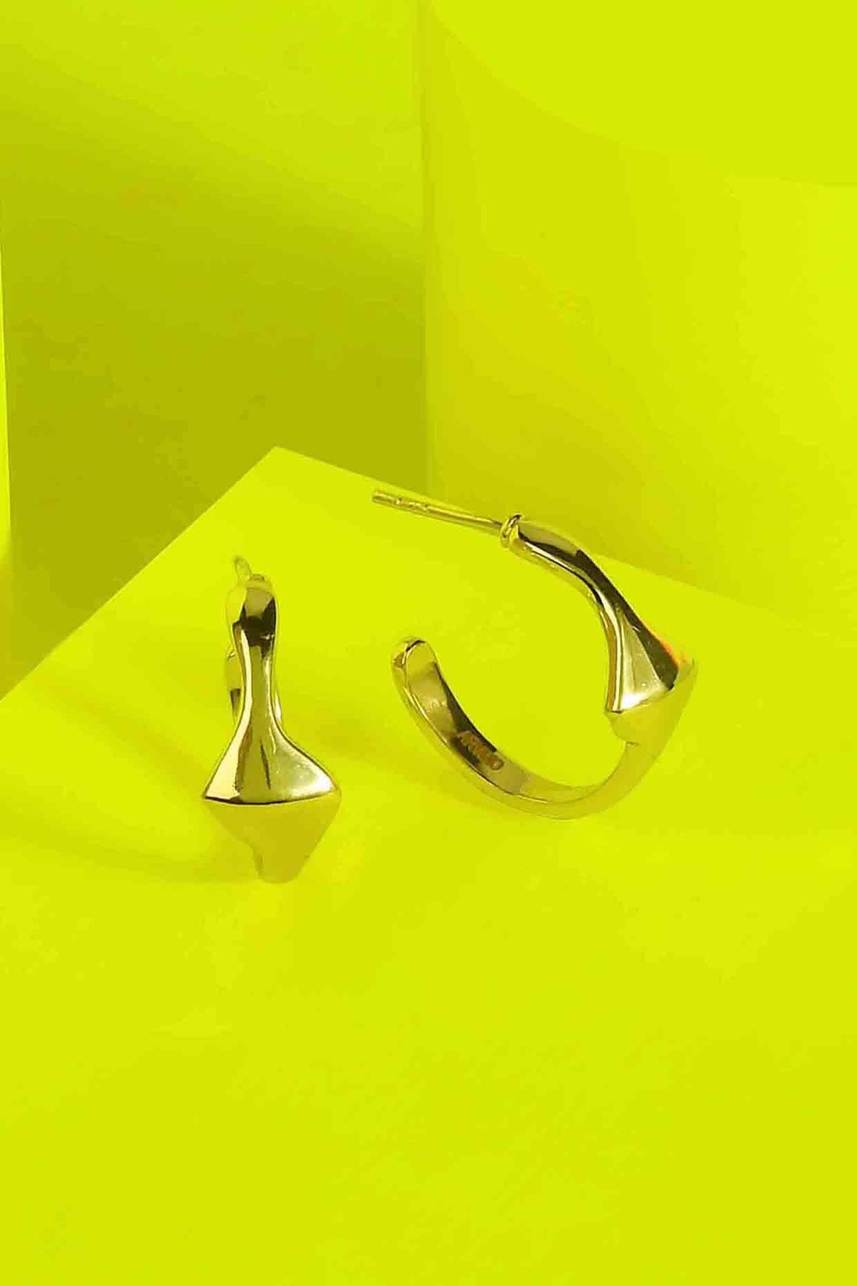 Gold Finish Lucid Hoop Earrings In Sterling Silver