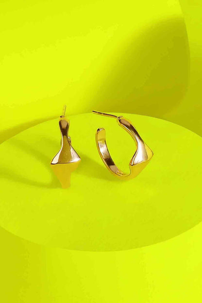 Rose Gold Finish Lucid Hoop Earrings In Sterling Silver