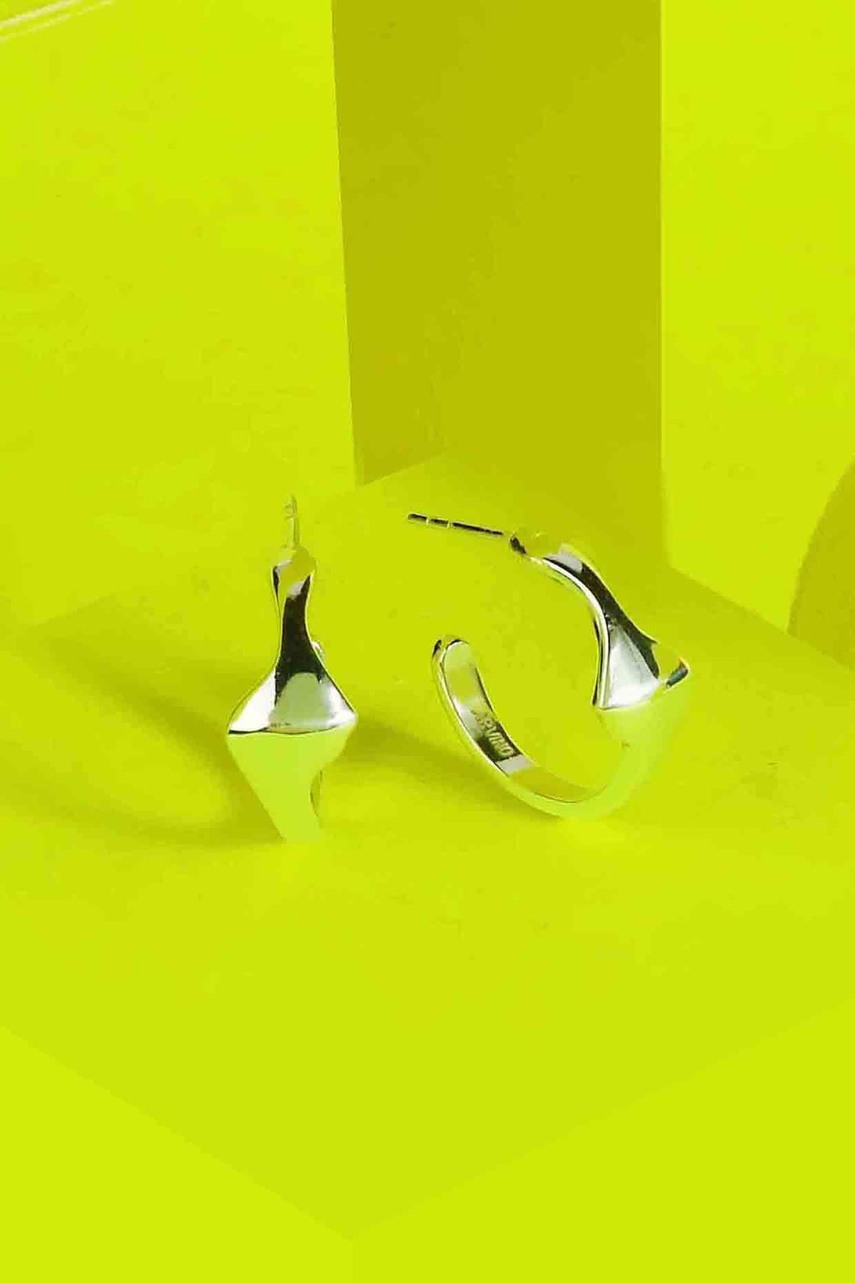 White Finish Lucid Hoop Earrings In Sterling Silver