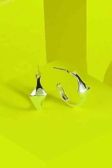 White Finish Lucid Hoop Earrings In Sterling Silver