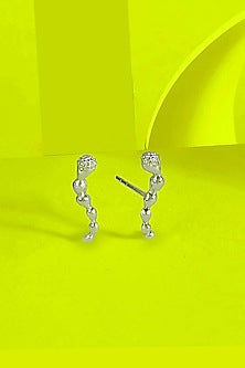 White Finish Morph Stud Earrings In Sterling Silver
