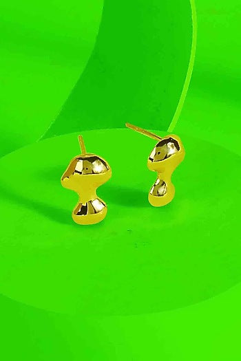 Gold Finish Lucid Stud Earrings In Sterling Silver