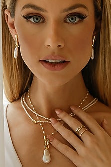 Gold Finish Pearl & Beaded Necklace