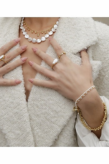 Gold Finish Pearl & Beaded Bracelet