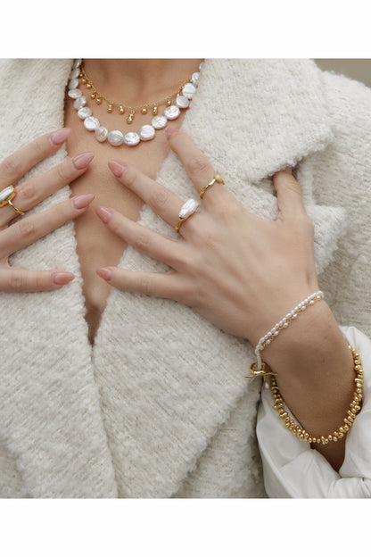 Gold Finish Pearl & Beaded Bracelet