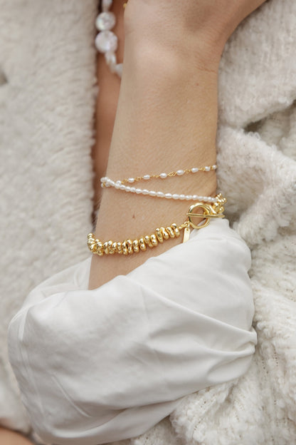 Gold Finish Pearl & Beaded Bracelet