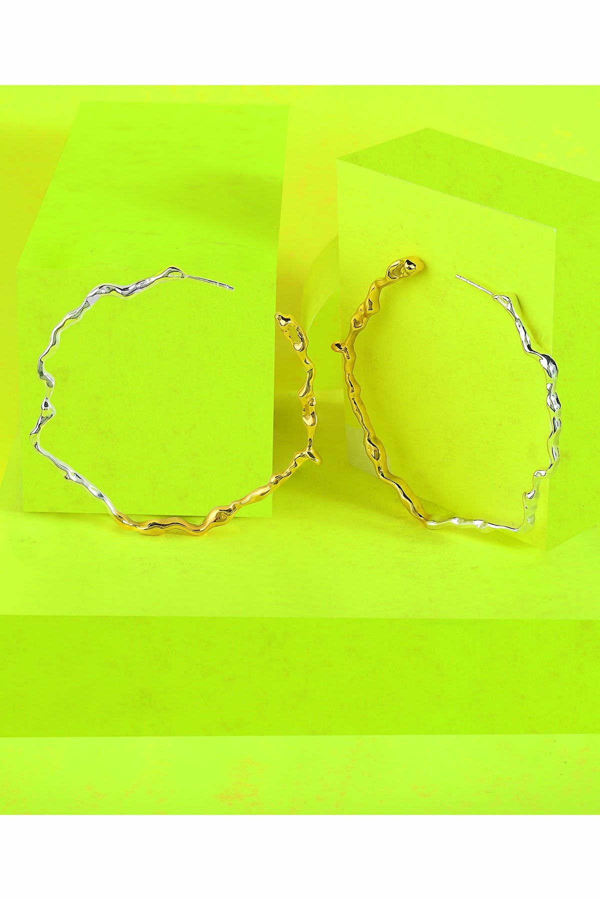Two Tone Finish Melted Earrings