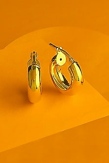 Gold Finish Gacimy Hoop Earrings In Sterling Silver