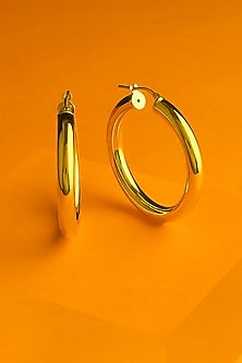 Gold Finish Gacimy Hoop Earrings In Sterling Silver