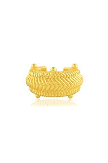 Gold Finish Dotted Carved Ear Cuff
