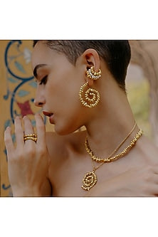 Gold Finish Molten Beaded Spiral Pendant