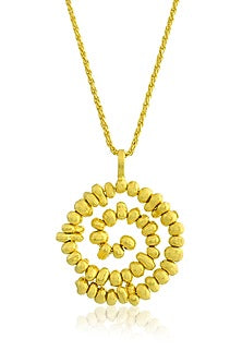 Gold Finish Molten Beaded Spiral Pendant