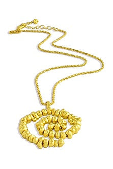 Gold Finish Molten Beaded Spiral Pendant