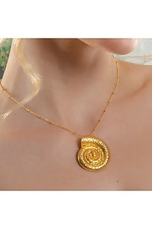 Gold Finish Textured Shell Pendant