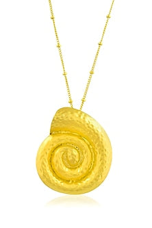 Gold Finish Textured Shell Pendant