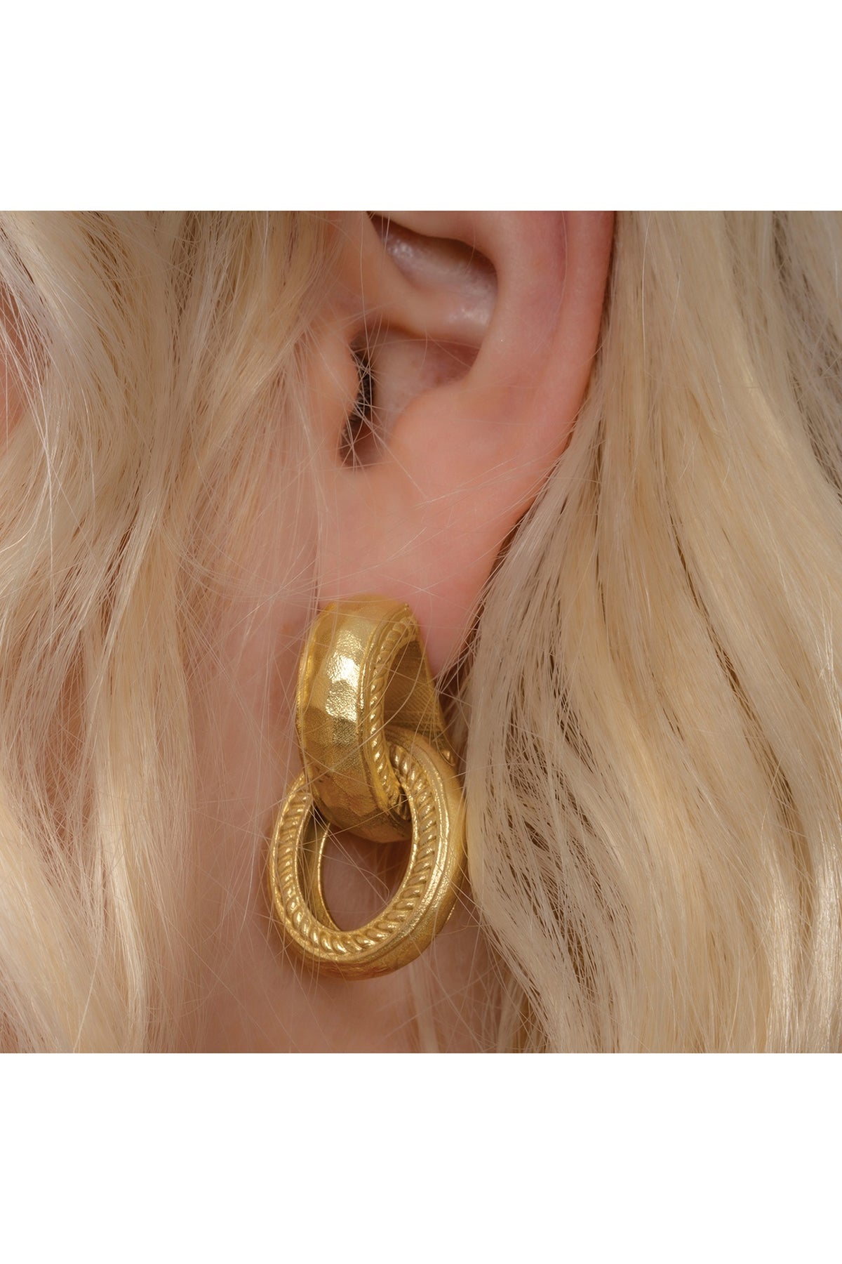Gold Finish Chunky Interloop Earrings
