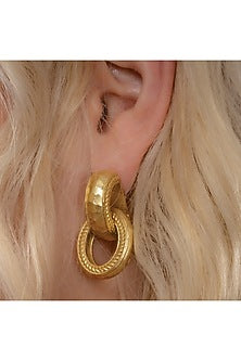 Gold Finish Chunky Interloop Earrings