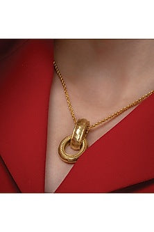 Gold Finish Chunky Interloop Pendant