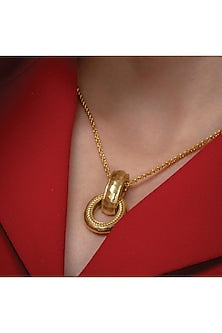 Gold Finish Chunky Interloop Pendant