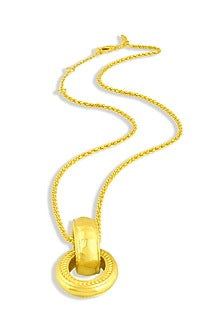Gold Finish Chunky Interloop Pendant