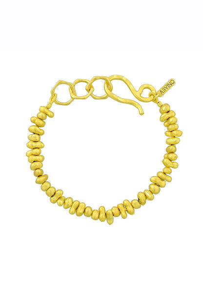 Gold Finish Molten Beaded Bracelet