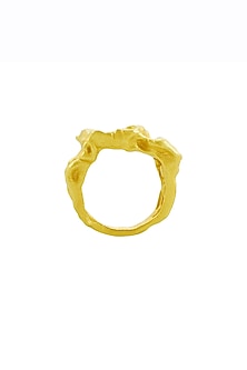 Gold Finish Molten Chunky Ring