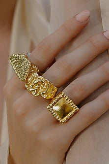 Gold Finish Molten Chunky Ring