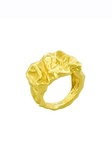 Gold Finish Molten Chunky Ring