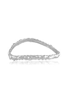 Silver Finish Textured Rowdy Bangle In Sterling Silver