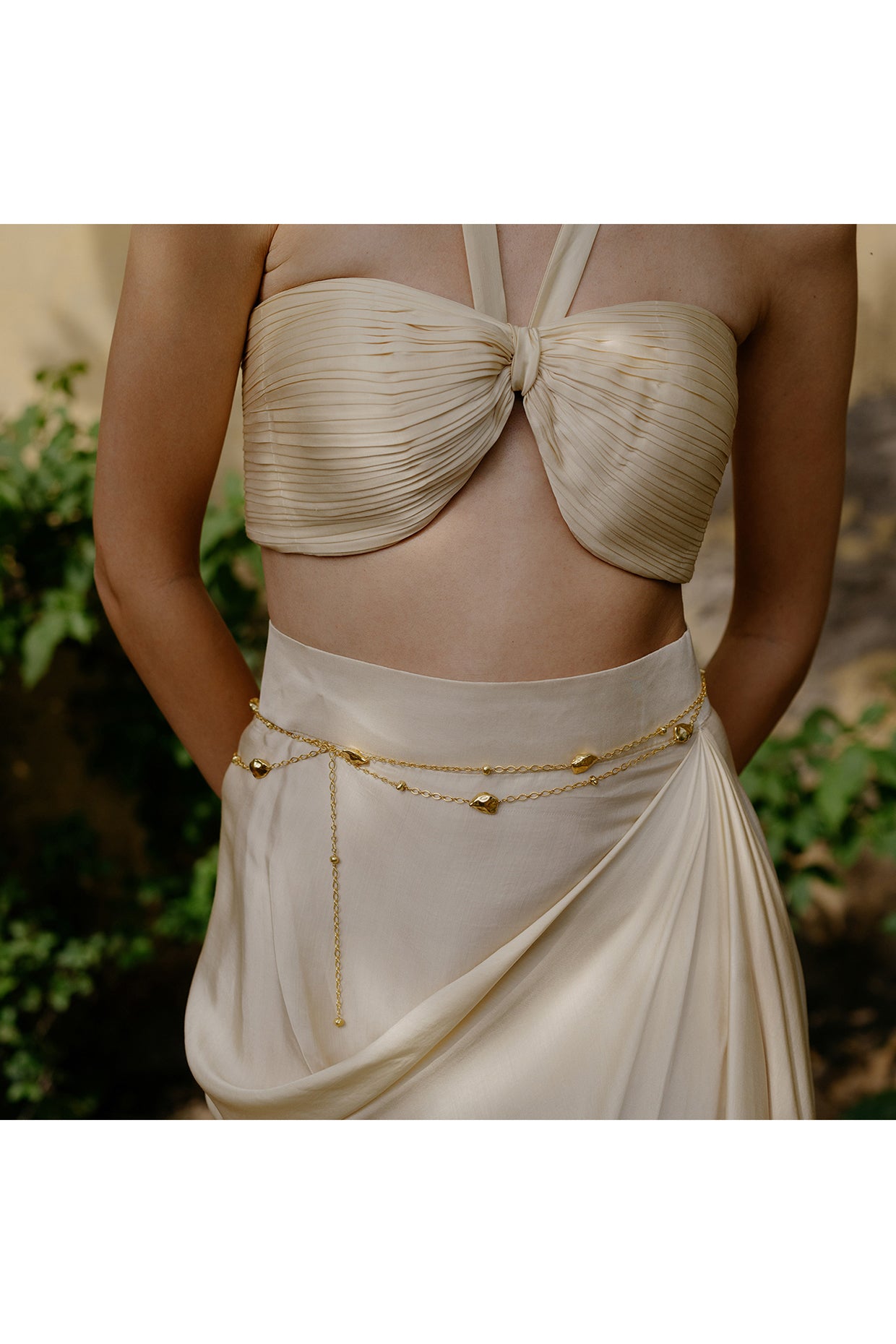 Gold Finish Molten Nugget Belly Chain