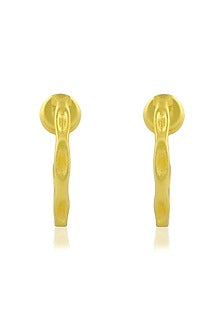 Gold Finish Molten Hoop Earrings