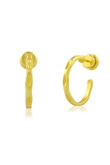 Gold Finish Molten Hoop Earrings