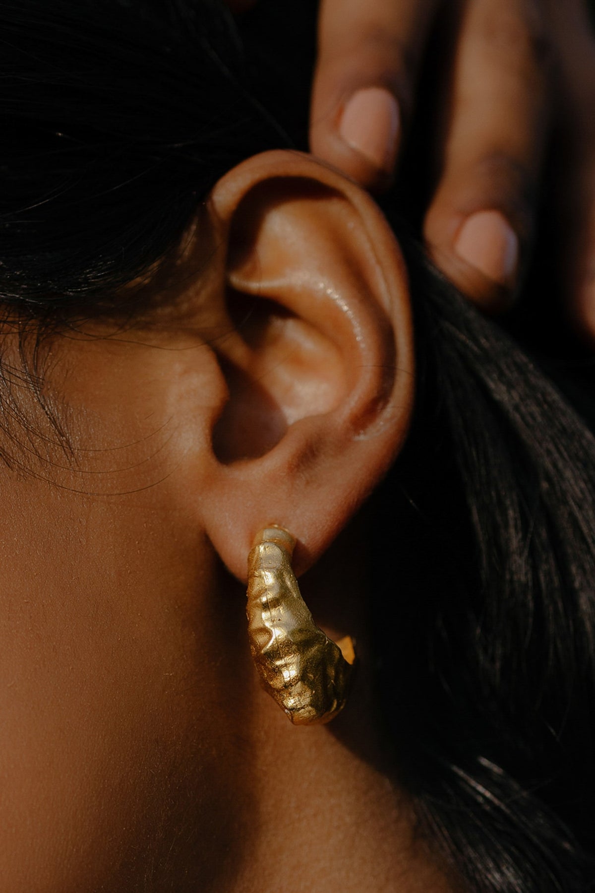 Gold Finish Foil Bold Hoop Earrings