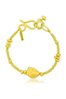 Gold Finish Molten Nugget Station Bracelet