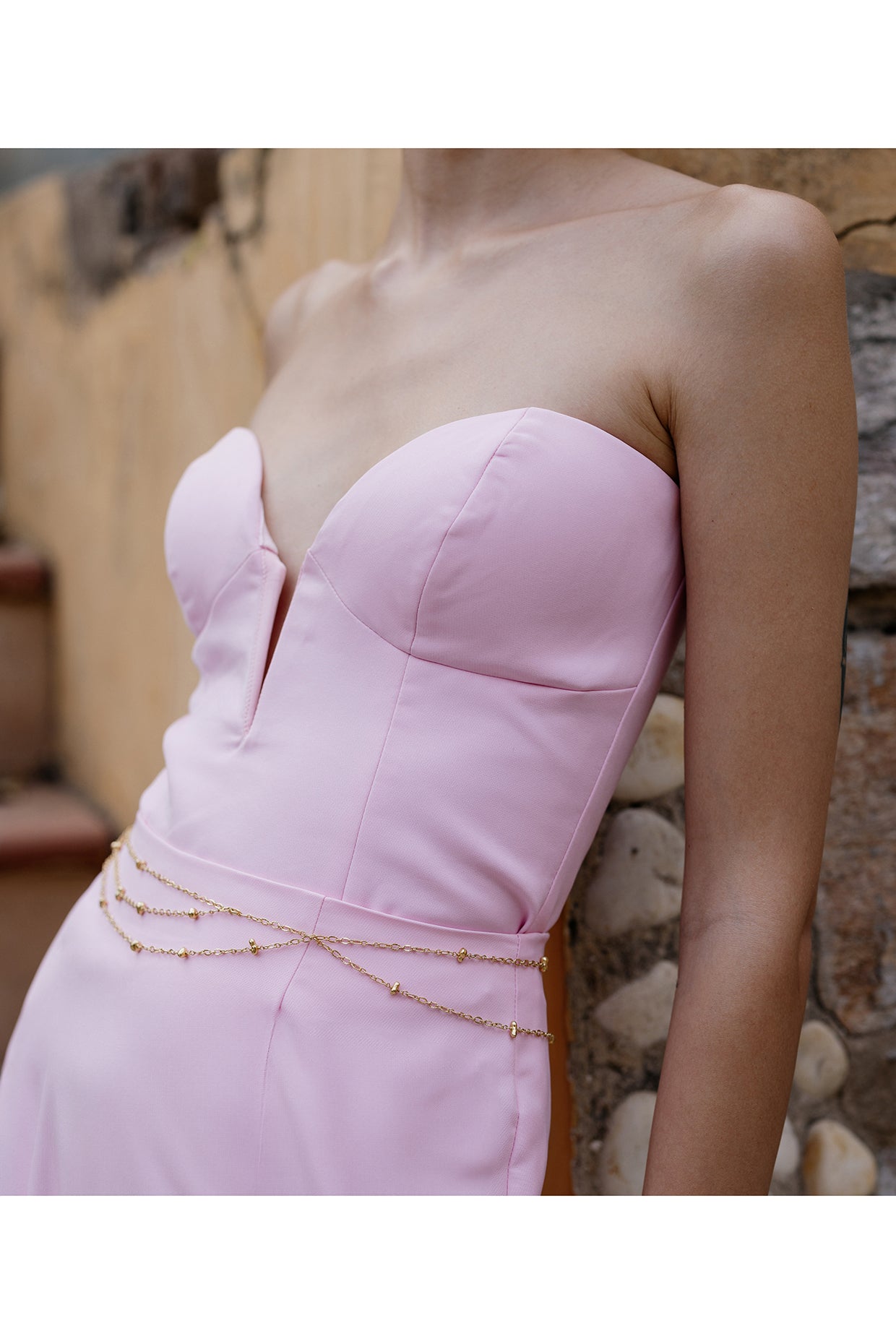 Gold Finish Molten Beaded Station Belly Chain