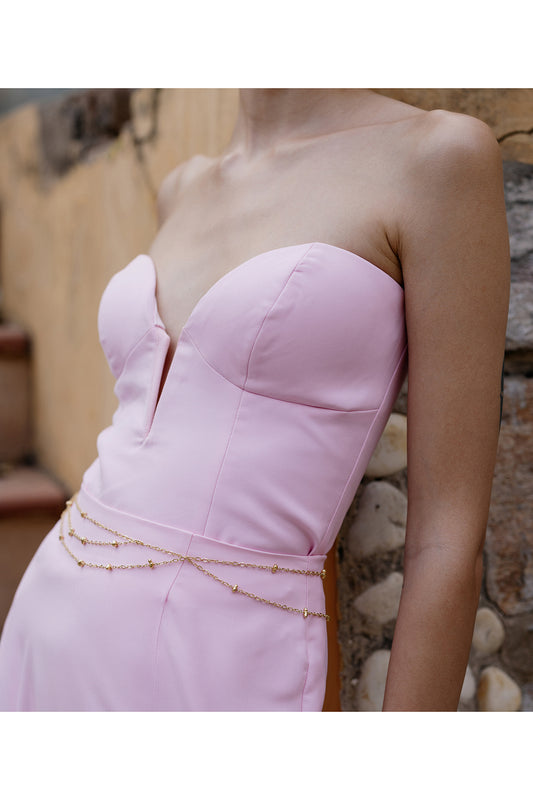 Gold Finish Molten Beaded Station Belly Chain