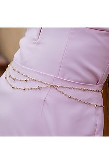 Gold Finish Molten Beaded Station Belly Chain