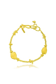 Gold Finish Molten Nugget Station Anklet