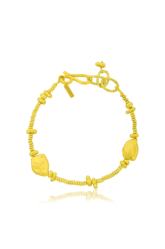 Gold Finish Molten Nugget Station Anklet