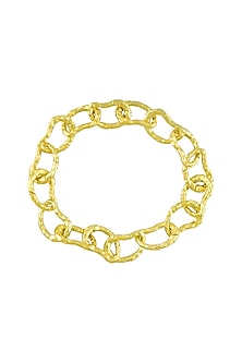Gold Finish Molten Textured Anklet