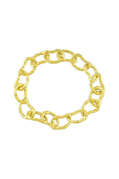 Gold Finish Molten Textured Anklet