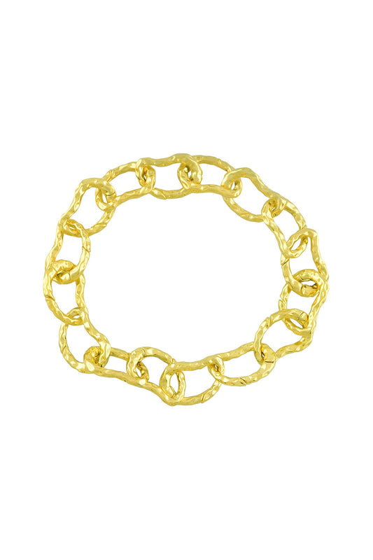 Gold Finish Molten Textured Anklet