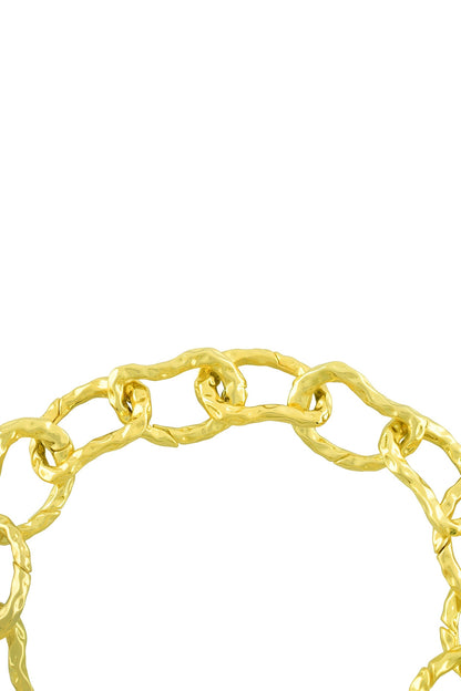 Gold Finish Molten Textured Anklet