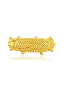 Gold Finish Dotted Carved Ring