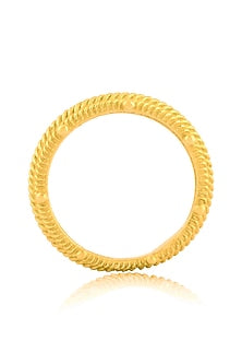 Gold Finish Dotted Carved Ring