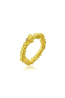 Gold Finish Cubic Zirconia Granulated Band Ring