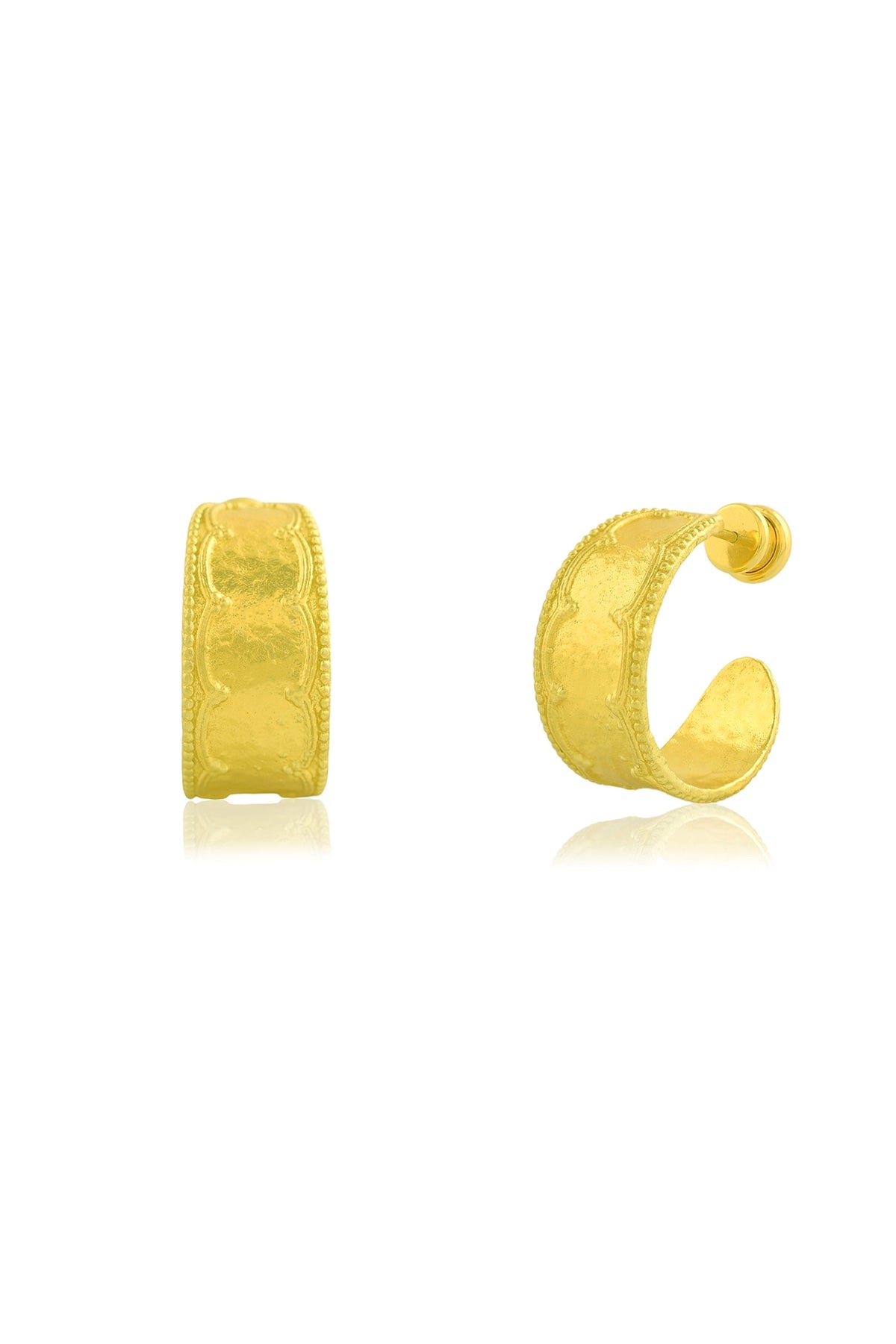 Gold Finish Stately Hoop Earrings