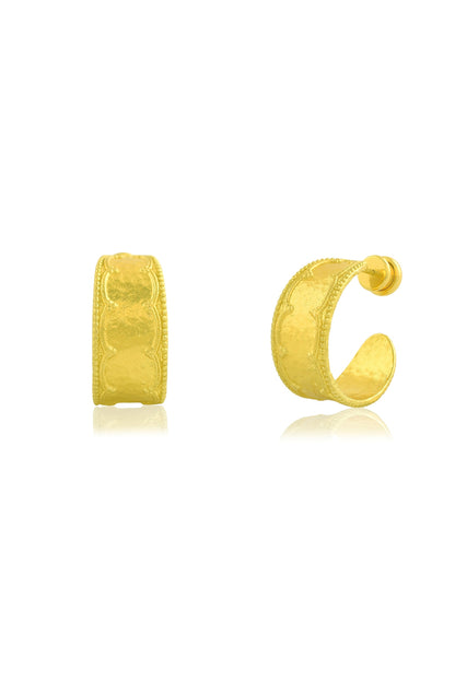 Gold Finish Stately Hoop Earrings