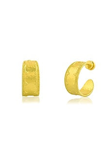 Gold Finish Stately Hoop Earrings