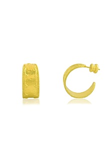 Gold Finish Stately Hoop Earrings